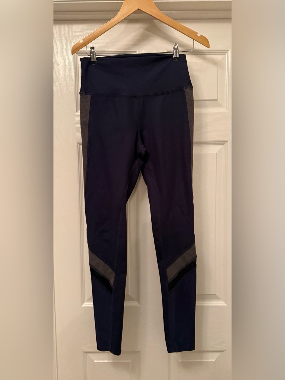 Alo Yoga Leggings Women Medium Navy Blue Colorblock Mesh High Waist Activewear